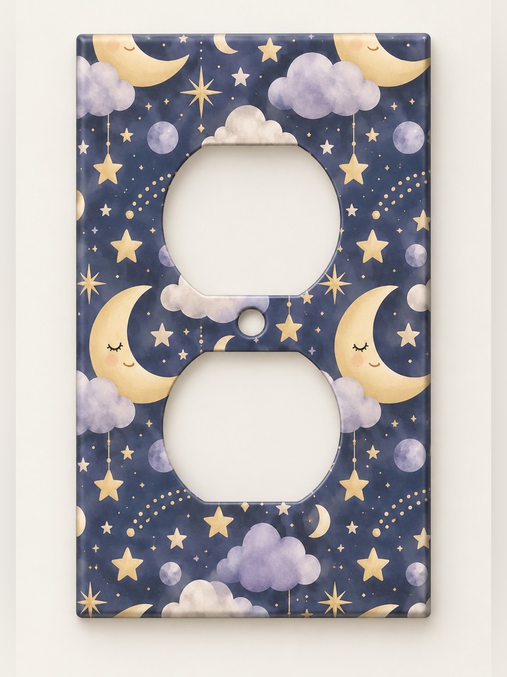 Celestial Moon Stars Clouds Kids Nursery Duplex Outlet Wall Plate Cover